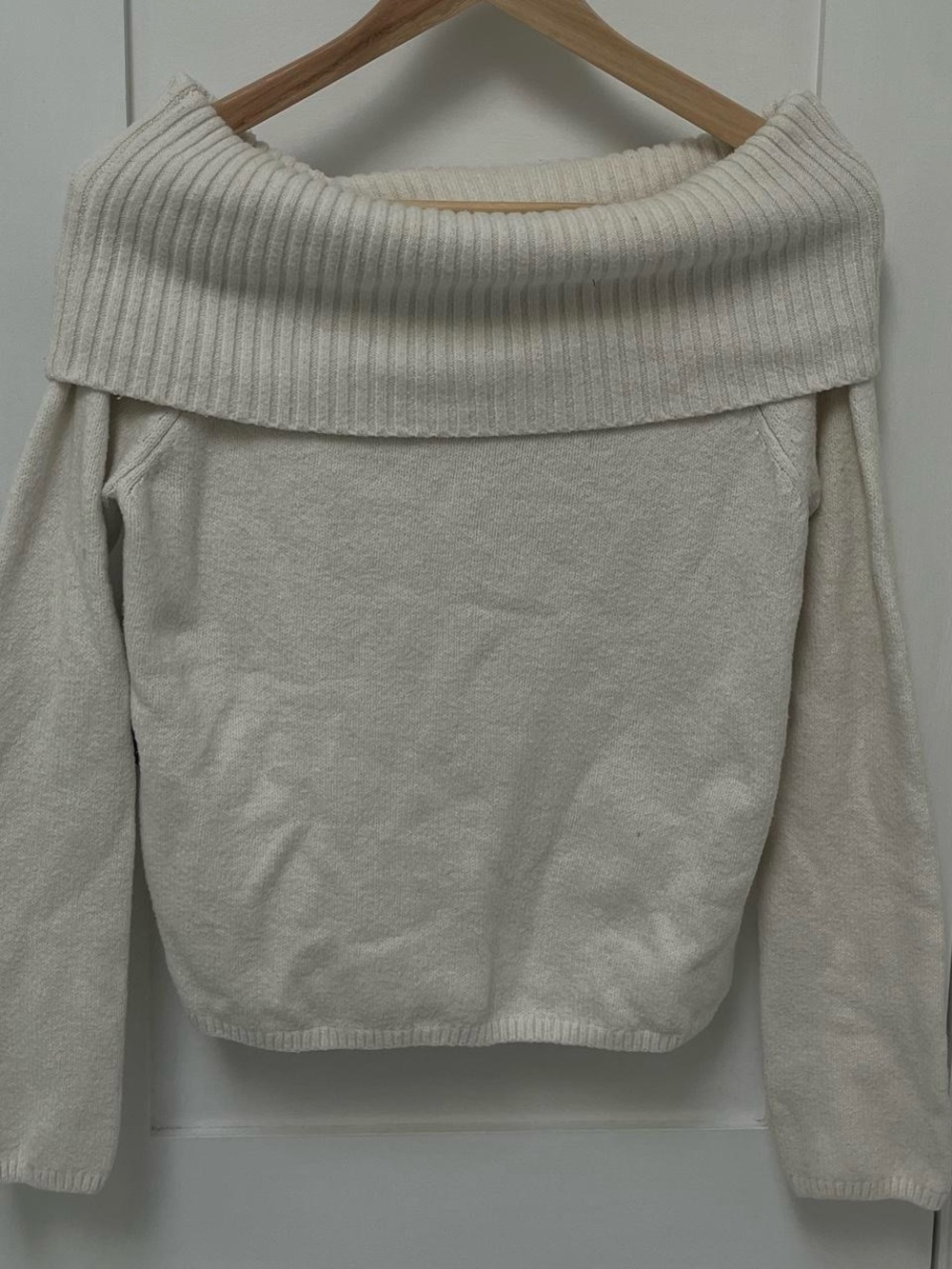 Old Navy Cream Knit Off the Shoulder Sweater